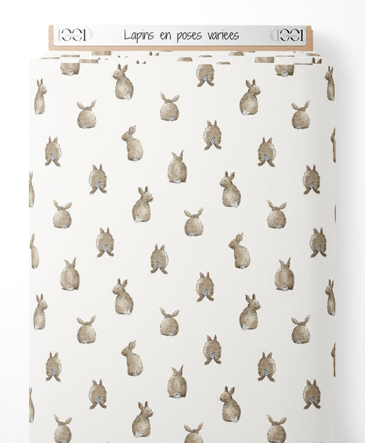 Tissu - Lapins en poses variées