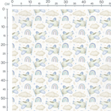 Tissu - Avions et nuages pastel