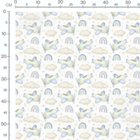 Tissu - Avions et nuages pastel