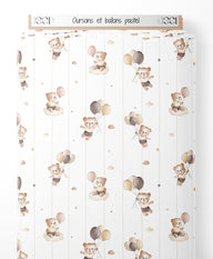 Tissu - Oursons et ballons pastel