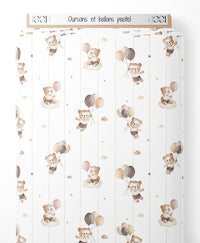 Tissu - Oursons et ballons pastel