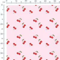 Tissu - Cerises rouges sur fond rose