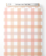 Tissu - Carreaux rose sur fond blanc