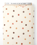 Tissu - Pois marron et rose sur crème
