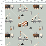 Tissu - Chantier gris et marron vif