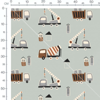 Tissu - Chantier gris et marron vif