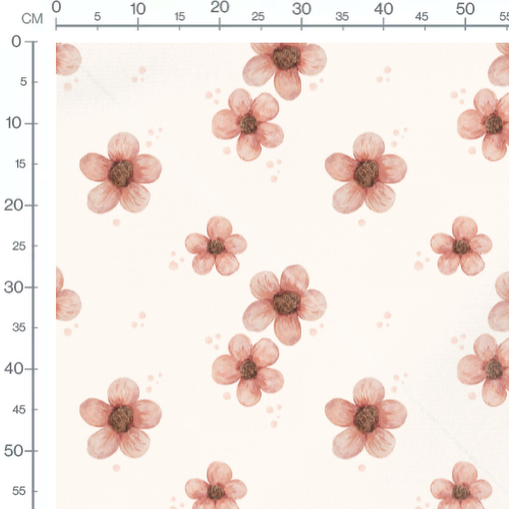 Tissu - Fleurs roses sur fond crème 4