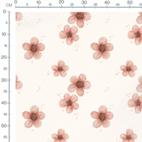 Tissu - Fleurs roses sur fond crème 4