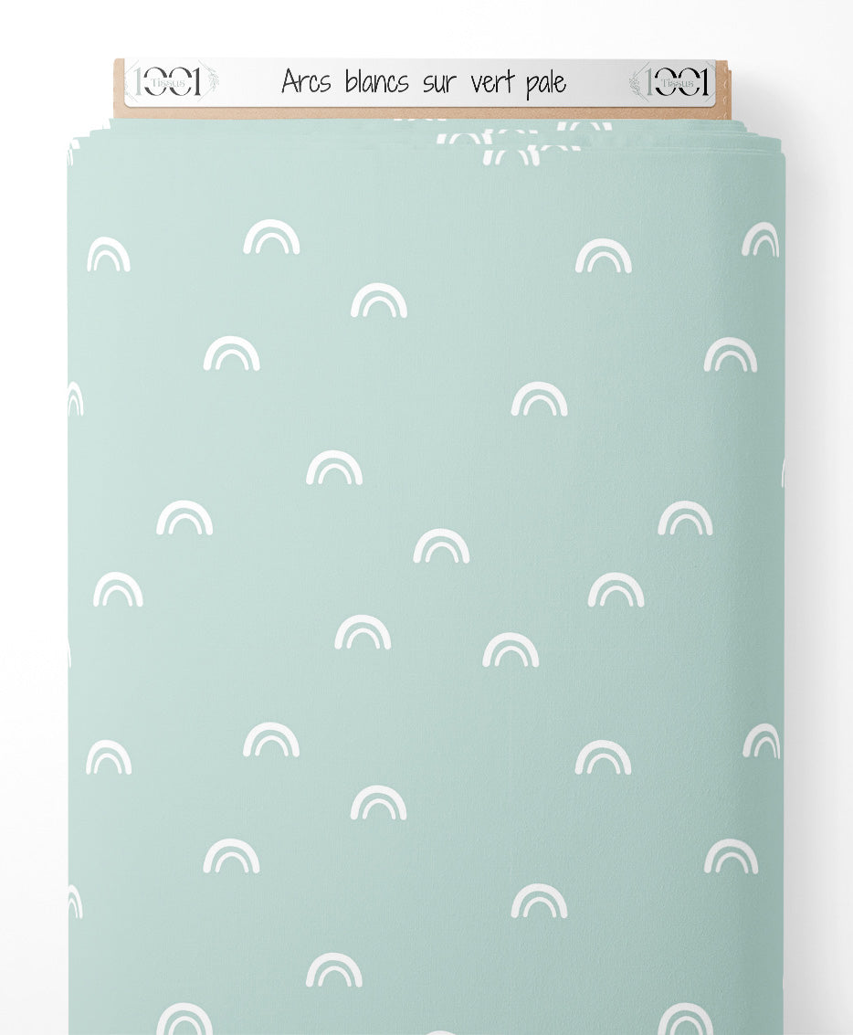 Tissu - Arcs blancs sur vert pâle