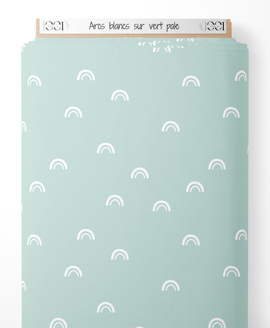 Tissu - Arcs blancs sur vert pâle