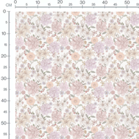 Tissu - Fleurs pastel et baies rouges 2