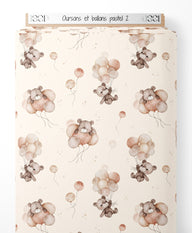 Tissu - Oursons et ballons pastel 2