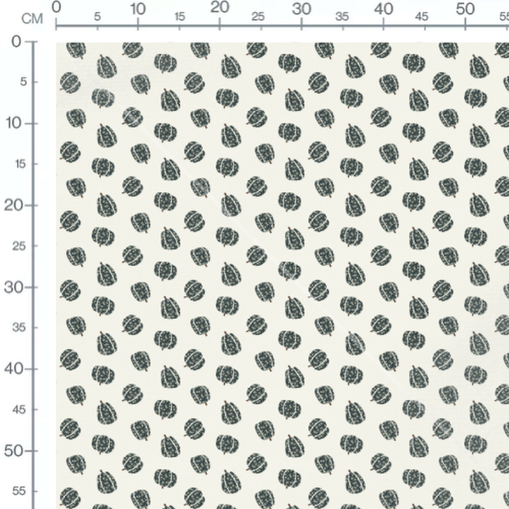 Tissu - Citrouilles fleuries sur fond clair