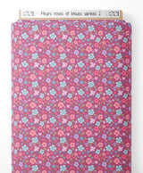 Tissu - Fleurs roses et bleues variées 2