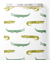 Tissu - Crocodiles à pois colorés