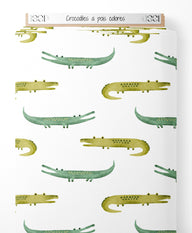 Tissu - Crocodiles à pois colorés