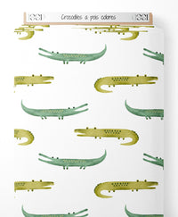 Tissu - Crocodiles à pois colorés