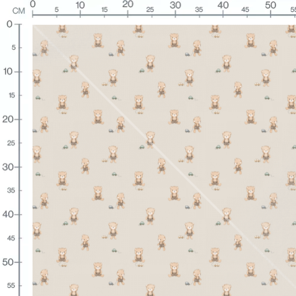 Tissu - Oursons sur fond crème coloré