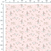 Tissu - Canards et lapins roses