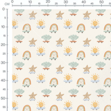 Tissu - Éléments célestes souriants