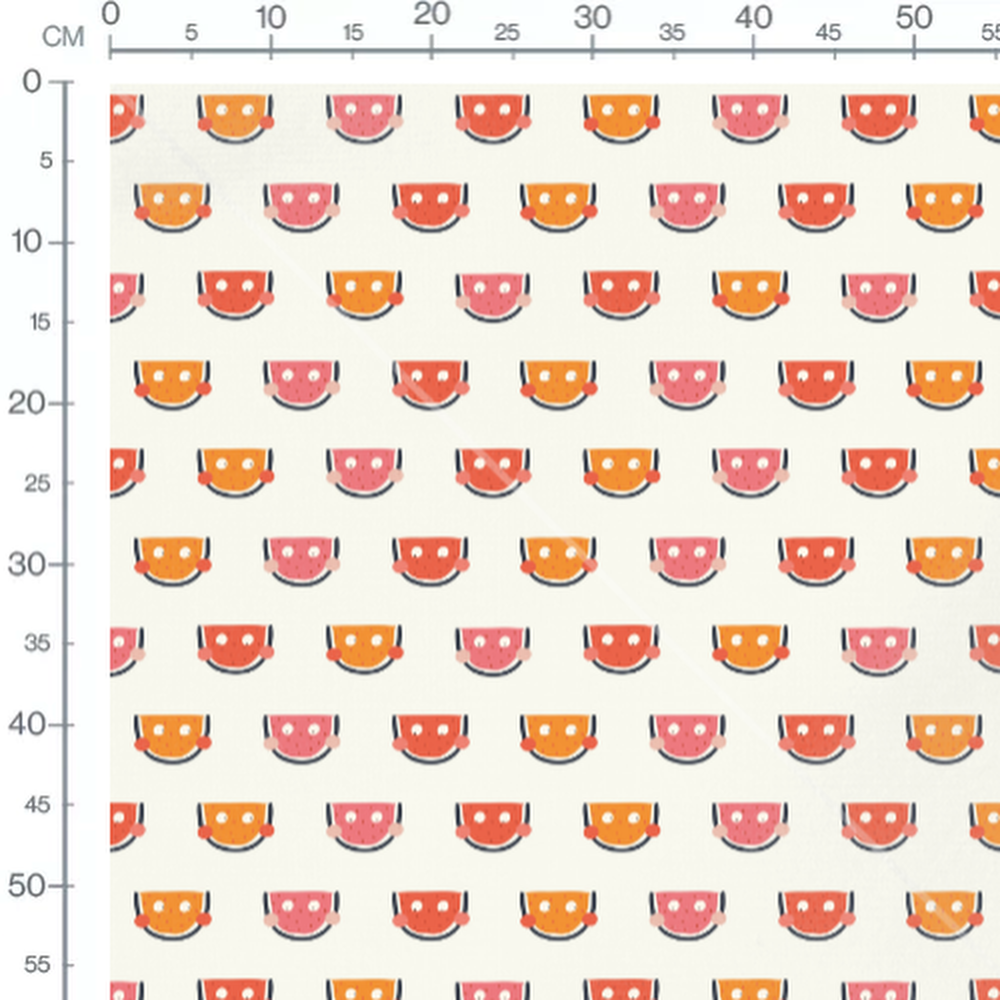 Tissu - Pastèques souriantes colorées 2