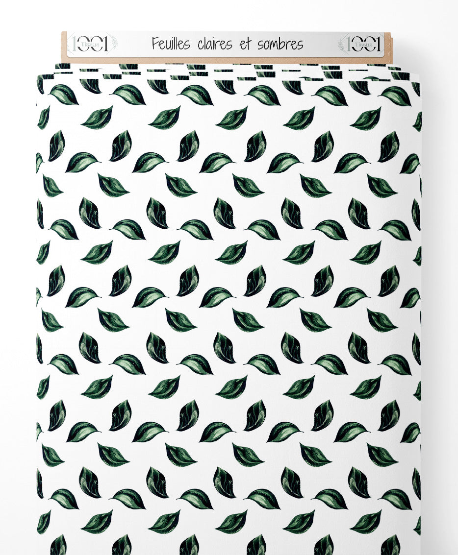 Tissu - Feuilles claires et sombres