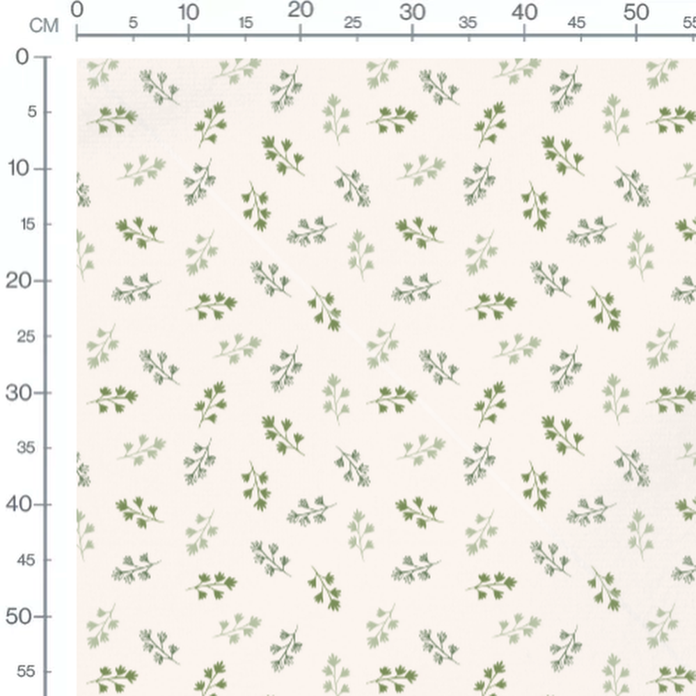 Tissu - Feuilles stylisées en vert