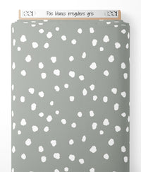 Tissu - Pois blancs irréguliers gris
