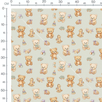 Tissu - Oursons beige et jouets verts
