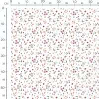 Tissu - Fleurs roses et baies violettes 2