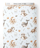 Tissu - Animaux marins et bulles
