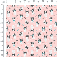 Tissu - Chiens lunettes fond rose