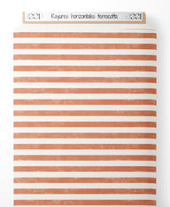 Tissu - Rayures horizontales terracotta