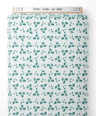 Tissu - Petites feuilles sur blanc