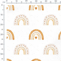 Tissu - Arcs-en-ciel beige et fleurs