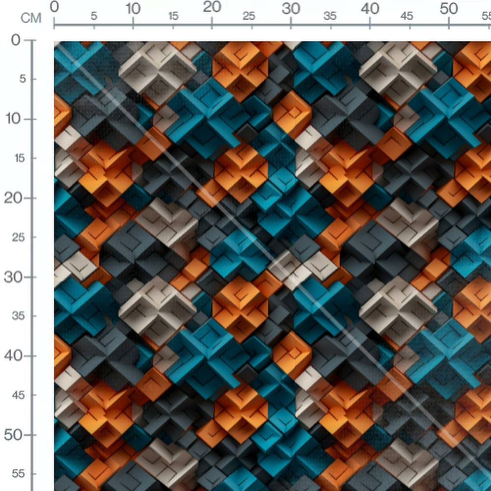 Tissu - Cubes Géométriques Multicouches