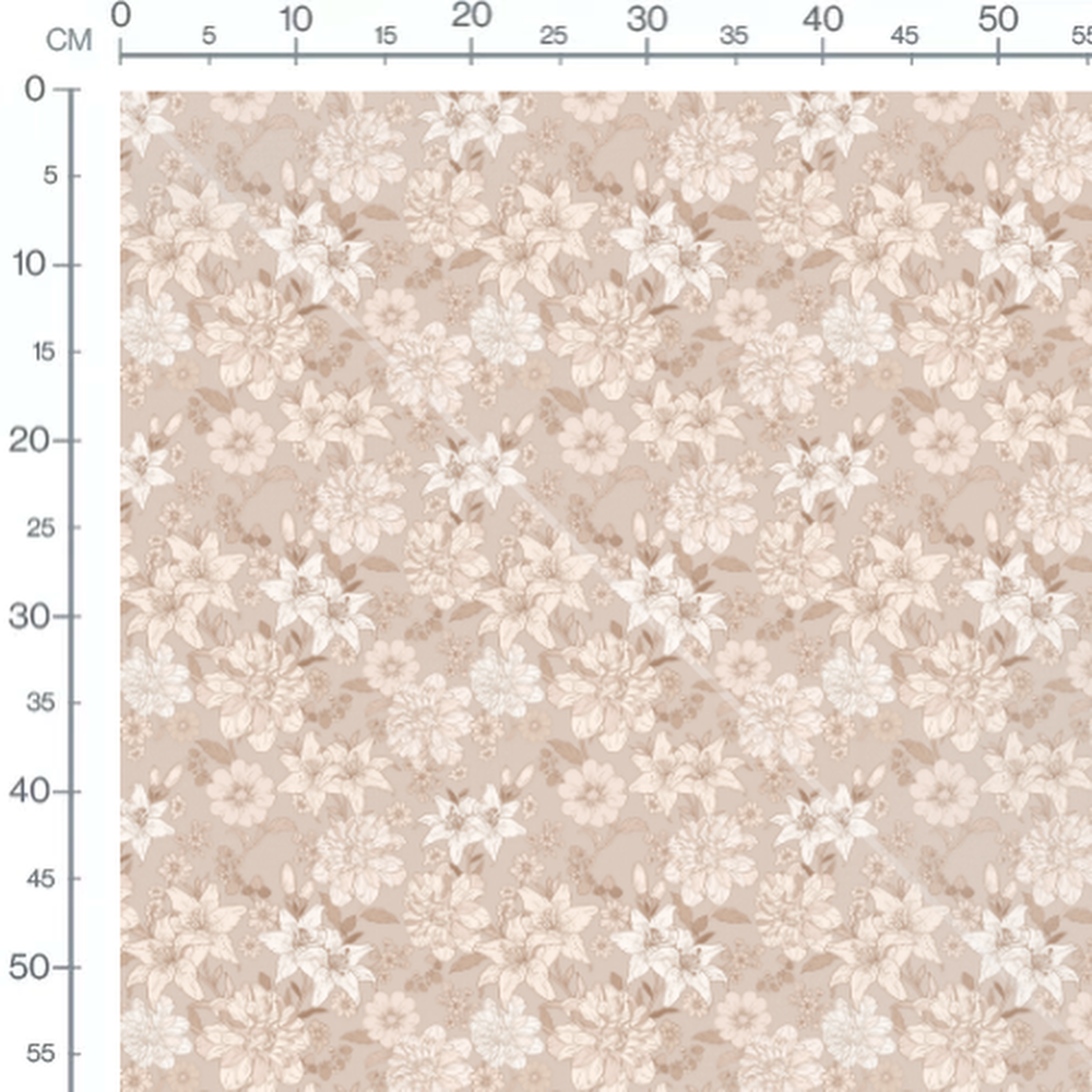 Tissu - Fleurs beige sur fond clair