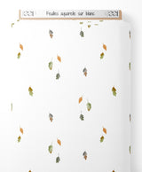 Tissu - Feuilles aquarelle sur blanc