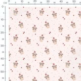 Tissu - Ours et points sur rose pâle