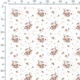 Tissu - Lapins endormis sur fond blanc