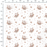 Tissu - Lapins endormis sur fond blanc