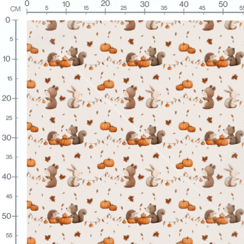 Tissu - Animaux mignons hexagonaux