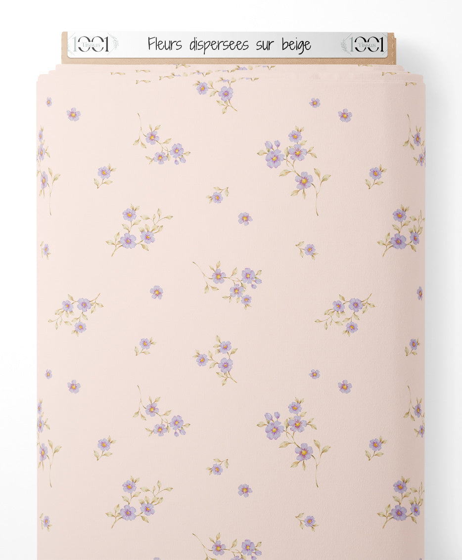 Tissu - Fleurs dispersées sur beige