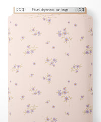 Tissu - Fleurs dispersées sur beige