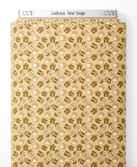 Tissu - Cadeaux sur fond beige