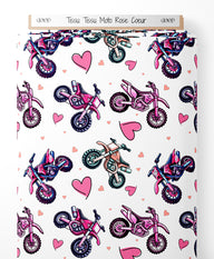 Tissu - Tissu Moto Rose Coeur