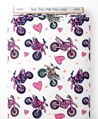 Tissu - Tissu Moto Rose Coeur