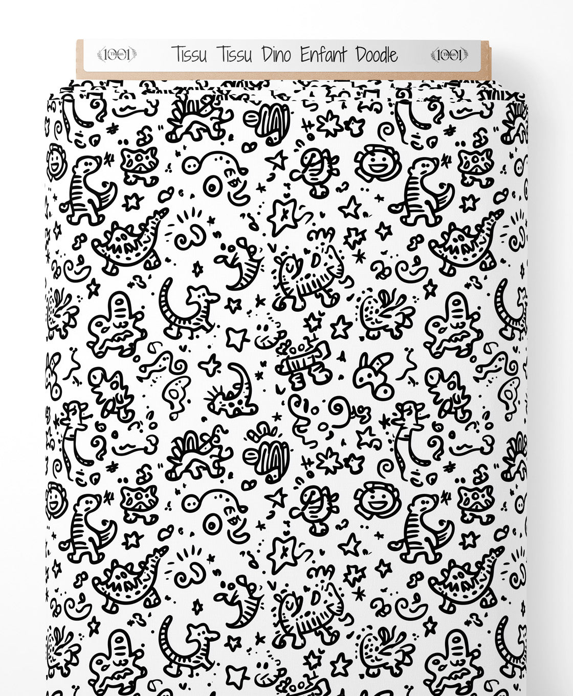 Tissu - Tissu Dino Enfant Doodle