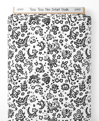 Tissu - Tissu Dino Enfant Doodle