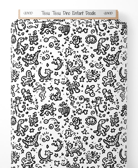 Tissu - Tissu Dino Enfant Doodle